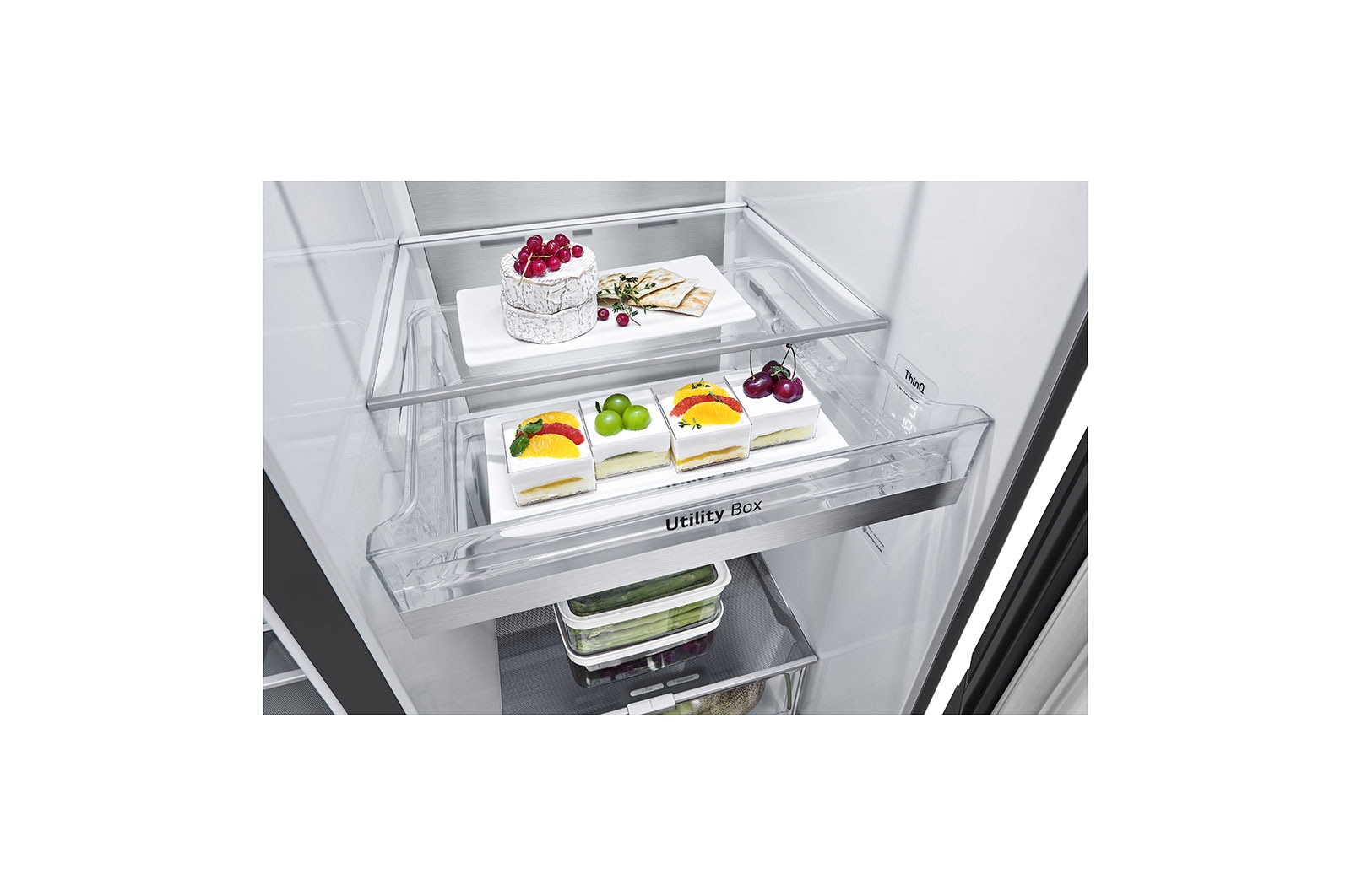 LG 611L InstaView? Door-in-Door Side by Side Fridge with Uvnano? Ice & Water Dispenser in Black Finish, GC-X257CQFS