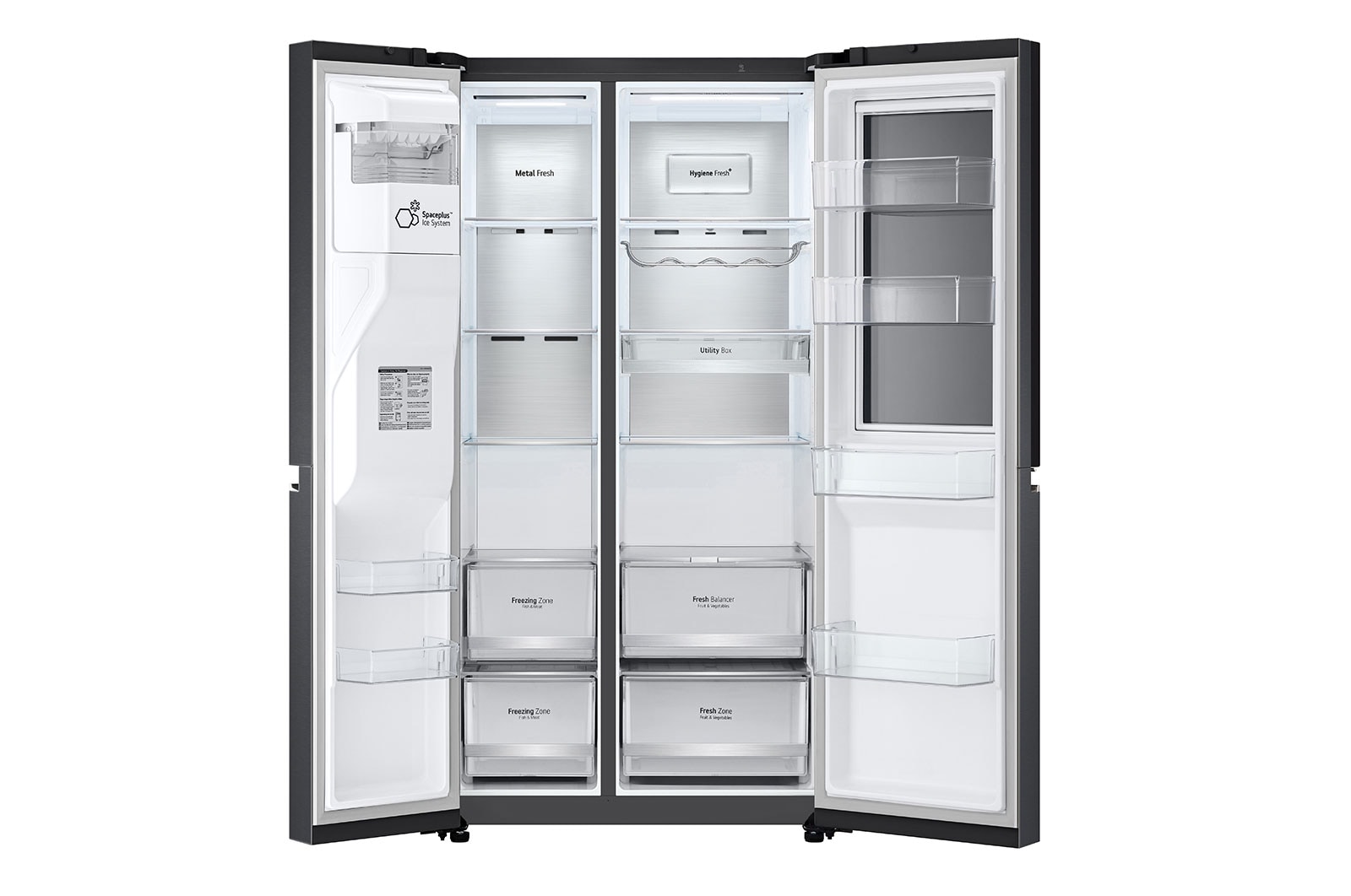 LG 611L InstaView? Door-in-Door Side by Side Fridge with Uvnano? Ice & Water Dispenser in Black Finish, GC-X257CQFS