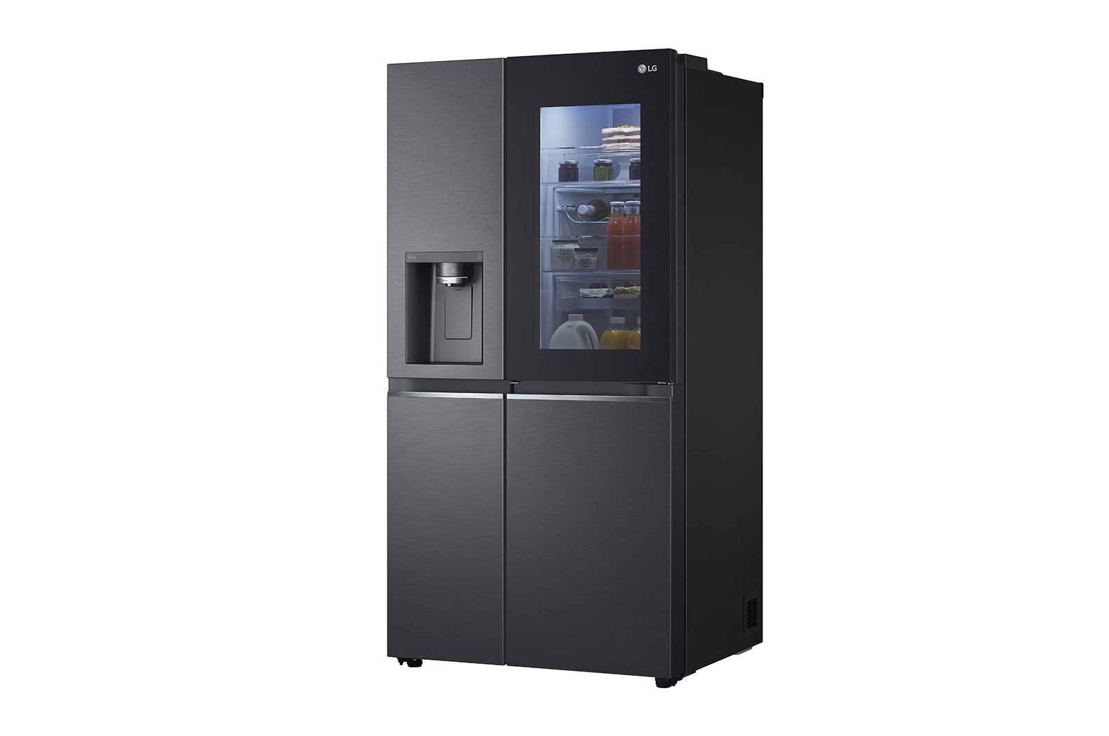 LG 611L InstaView? Door-in-Door Side by Side Fridge with Uvnano? Ice & Water Dispenser in Black Finish, GC-X257CQFS