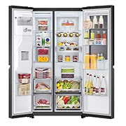 LG 611L InstaView? Door-in-Door Side by Side Fridge with Uvnano? Ice & Water Dispenser in Black Finish, GC-X257CQFS