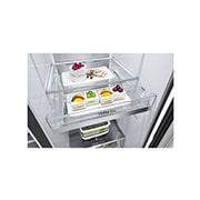 LG 611L InstaView? Door-in-Door Side by Side Fridge with Uvnano? Ice & Water Dispenser in Black Finish, GC-X257CQFS