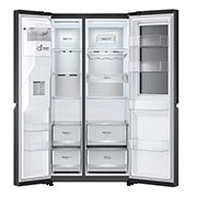 LG 611L InstaView? Door-in-Door Side by Side Fridge with Uvnano? Ice & Water Dispenser in Black Finish, GC-X257CQFS