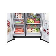 LG 611L InstaView? Door-in-Door Side by Side Fridge with Uvnano? Ice & Water Dispenser in Black Finish, GC-X257CQFS