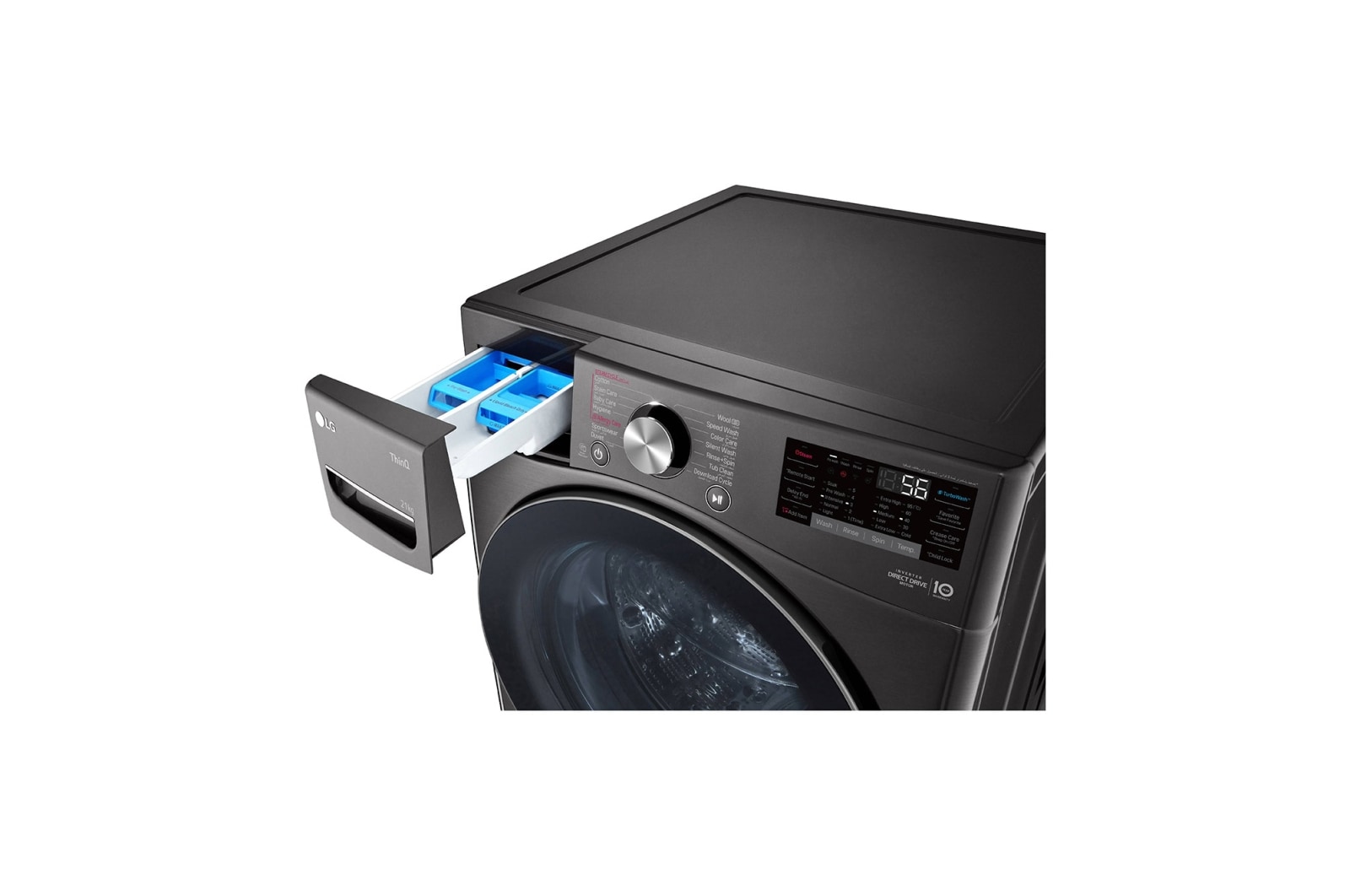 LG 21kg Front Loader Washer with AI DD? & Steam in Black Finish, F0P2CYV2E