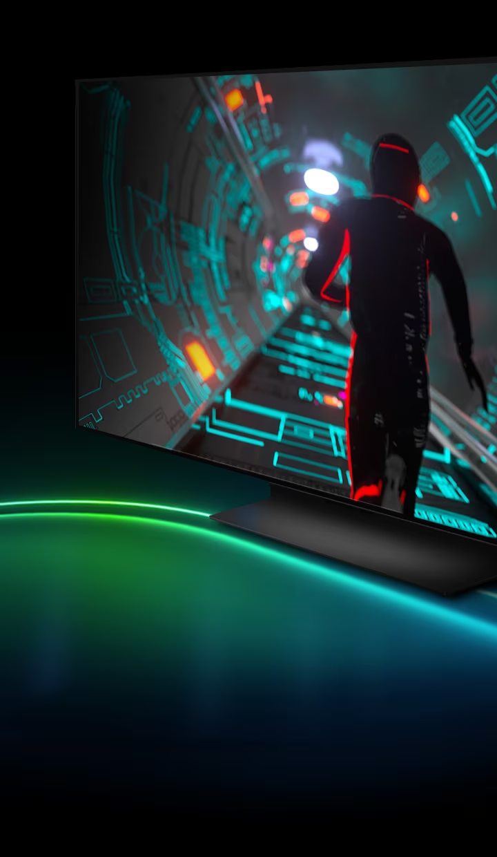 Imagen de un videojuego en el que el personaje tiene luces de neón rojas y está dentro de un túnel.