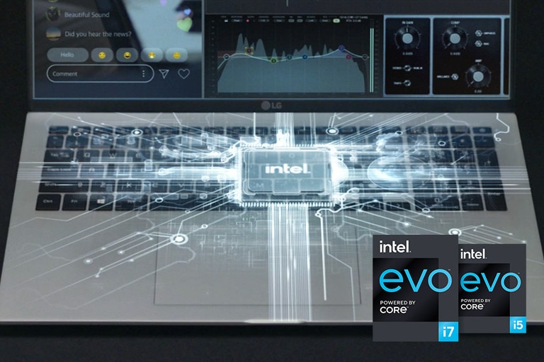 Intel? Evo? Platform logo with LG gram product image