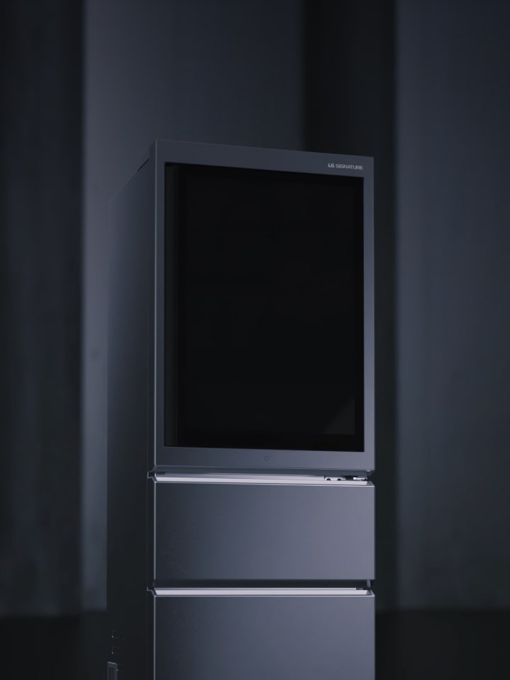 a LG SIGNATURE Bottom Freezer that blends seamlessly into surroundings. 