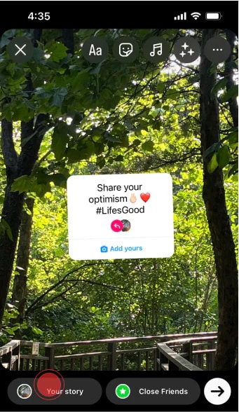 Képerny?kép az Instagram-story k?zzétételér?l.