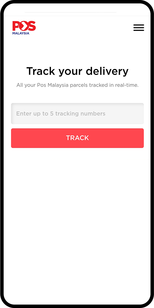 Mobile screen showing step to track your delivery