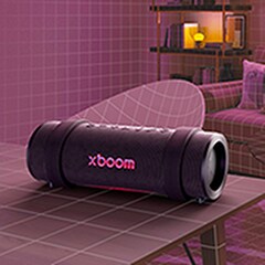 El LG xboom se coloca sobre la mesa