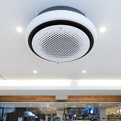 LG Round Cassette está instalado en el techo del restaurante.