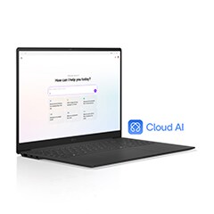 LG gram con una gran pantalla que muestra la función "IA en la nube".