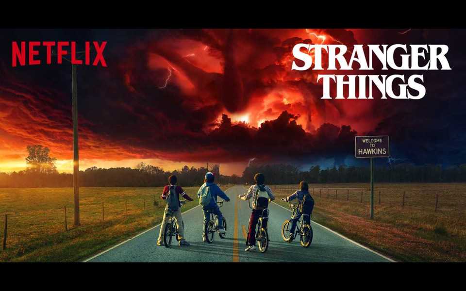 There four children on the load. A netflix movie on LG OLED smart TV.