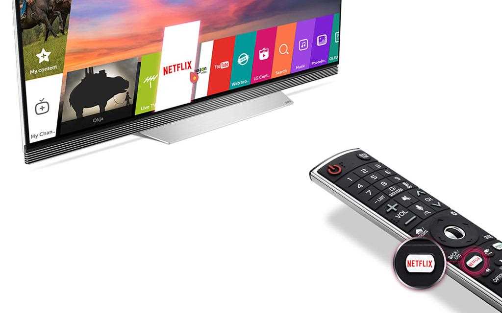 A netflix view image on LG smart TV with remote controller.