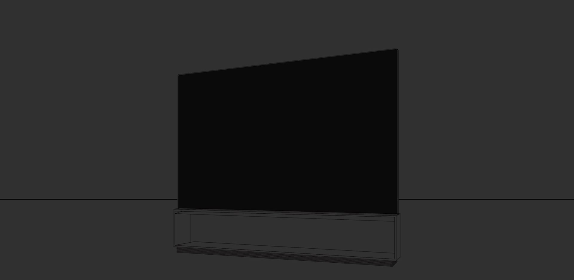 Ein Infografik-Bild von LG SIGNATURE 8K OLED TV Z9, das die Gr??e des gesamten Produktaufbaus zeigt