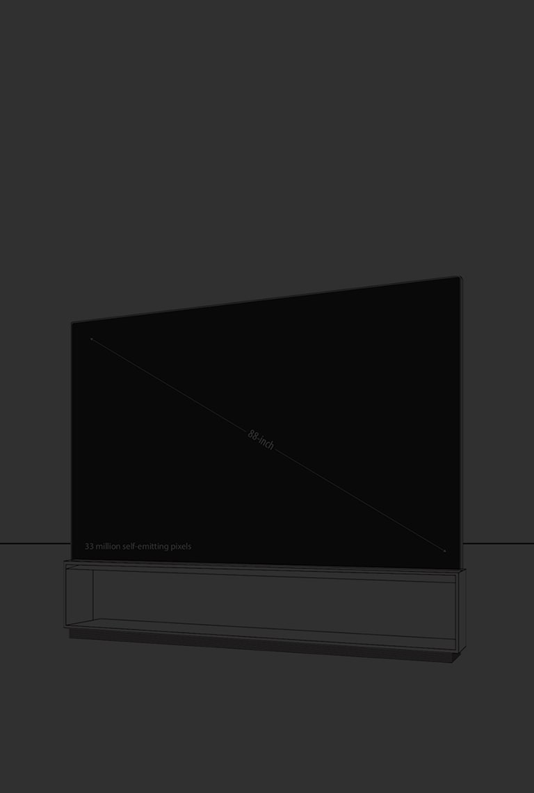 Ein Infografik-Bild von LG SIGNATURE 8K OLED TV Z9, das die Gr??e des gesamten Produktaufbaus zeigt