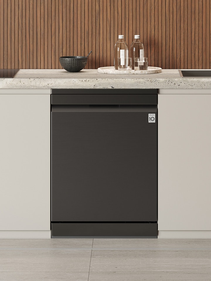 Interior lifestyle image showcasing the LG free-standing dishwasher