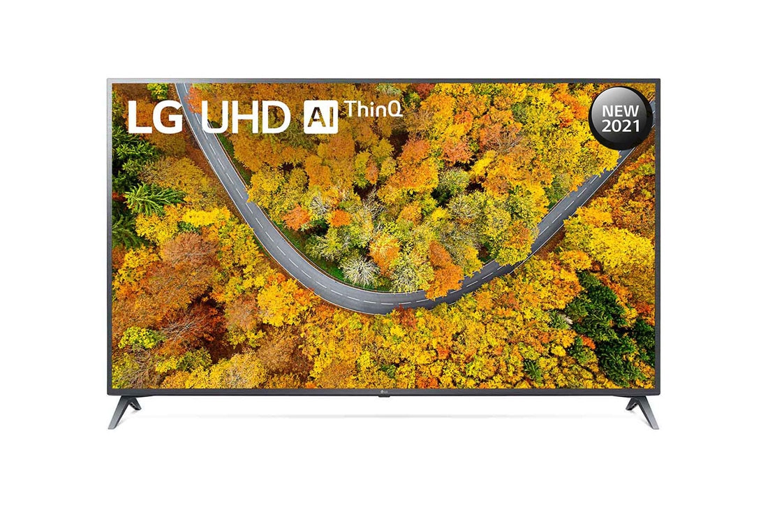 LG UHD 4K  | 70 Inch | UN75 Series| 4k Ultra HD | Cinema Screen Design | Active HDR | WebOS | ThinQ, front view with infill image, 70UP7550PVD