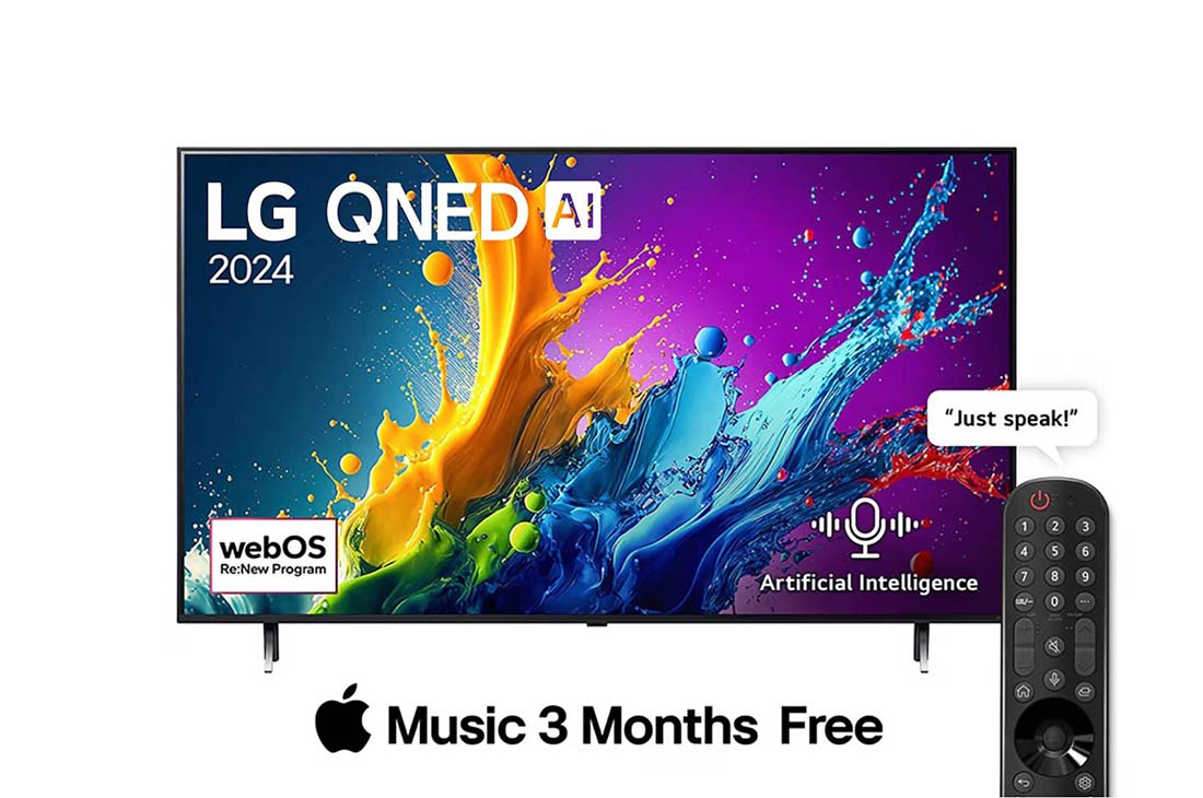 86 Inch LG QNED AI QNED80 4K Smart TV AI Magic remote HDR10 webOS24 - 86QNED80T6B (2024)