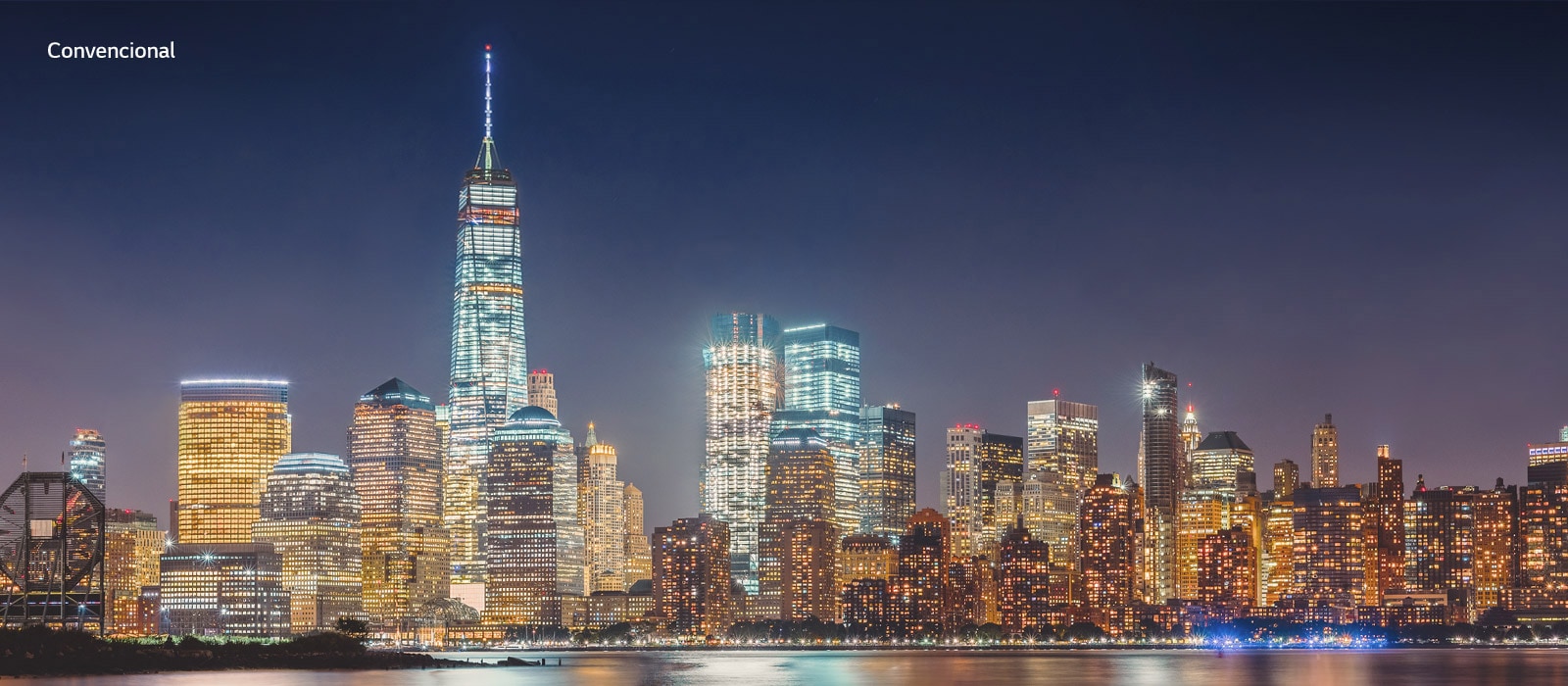 Comparación deslizante de la calidad de imagen de un paisaje urbano nocturno 