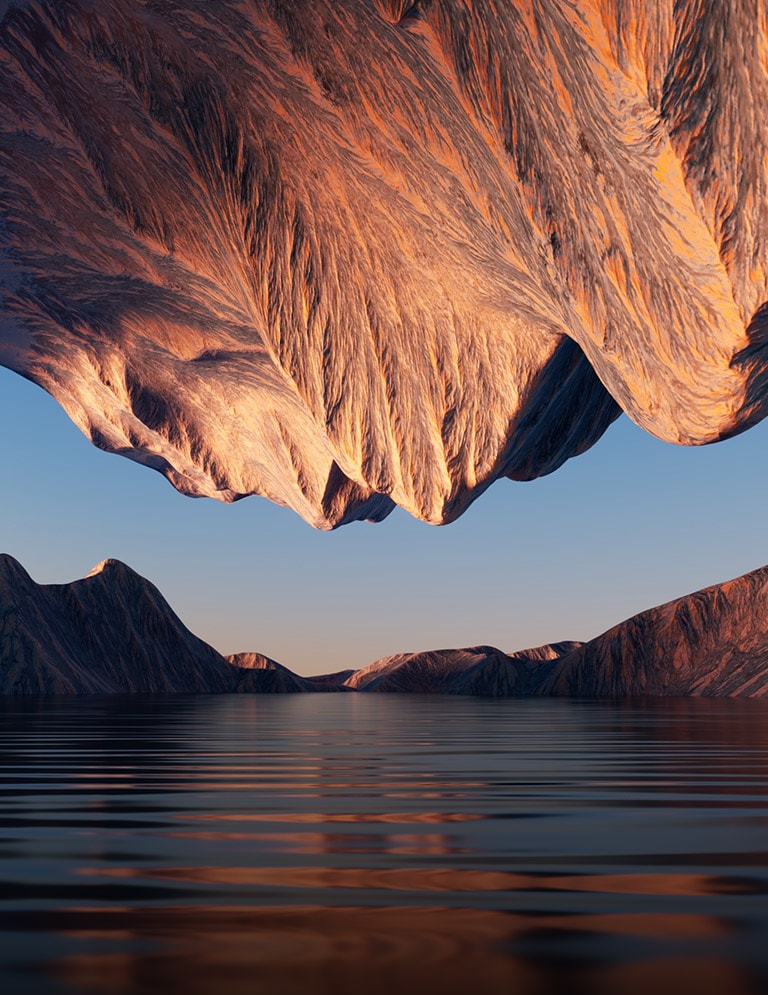 La imagen de la naturaleza con la monta?a rocosa reflejada muestra el contraste y los detalles.