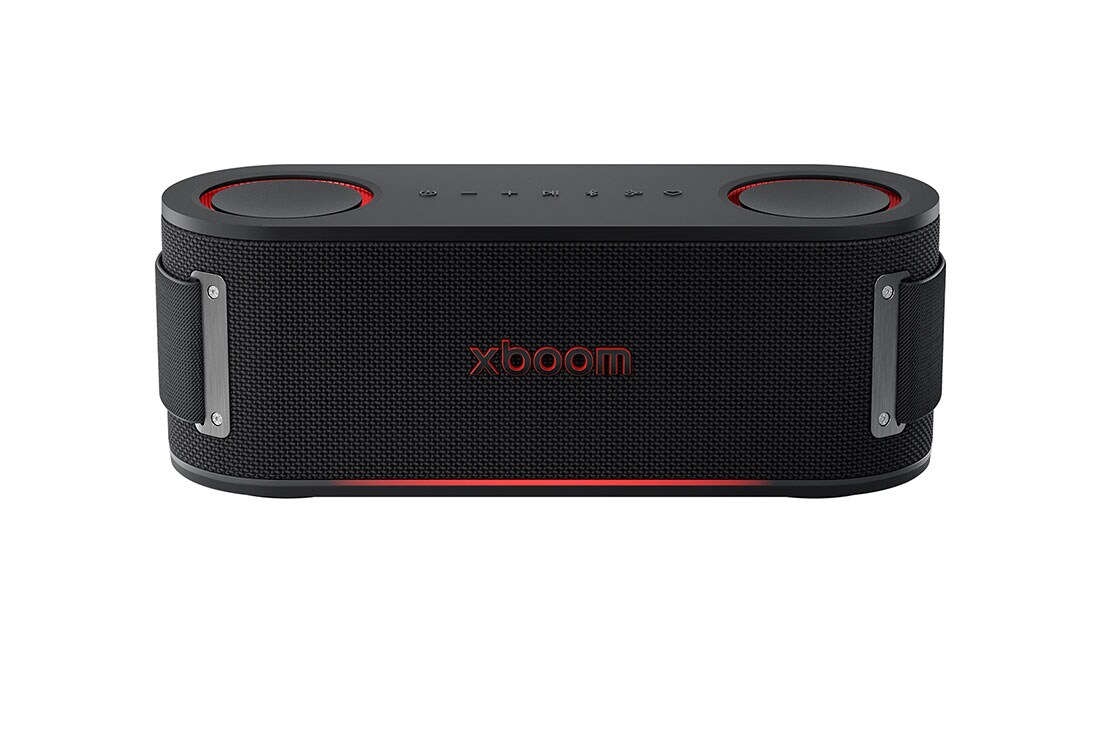 LG xboom Bounce by will.i.am | Bocina Bluetooth portátil | 40W | 30 horas de duración | IP67 | Resistencia militar | Negro, front view, BOUNCE