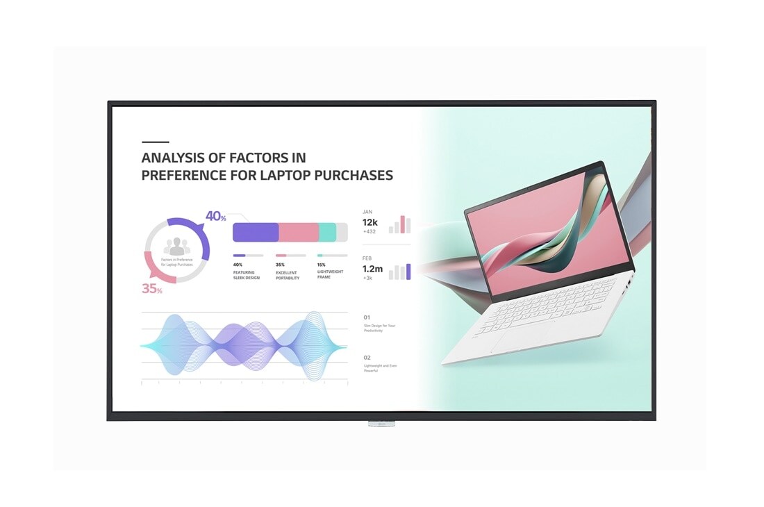 LG Nueva Se?alización Estándar UHD de alta visibilidad UH5J-H, Vista frontal con imagen de relleno, 43UH5J-H