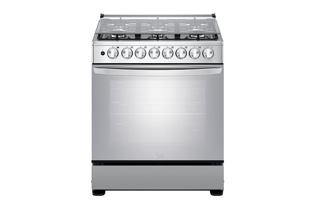 LG Estufa a gas 5.2p? 6 Quemadores Puerta de Doble Capa tipo Espejo	, Frente Luz Prendida, LRGZ5255S