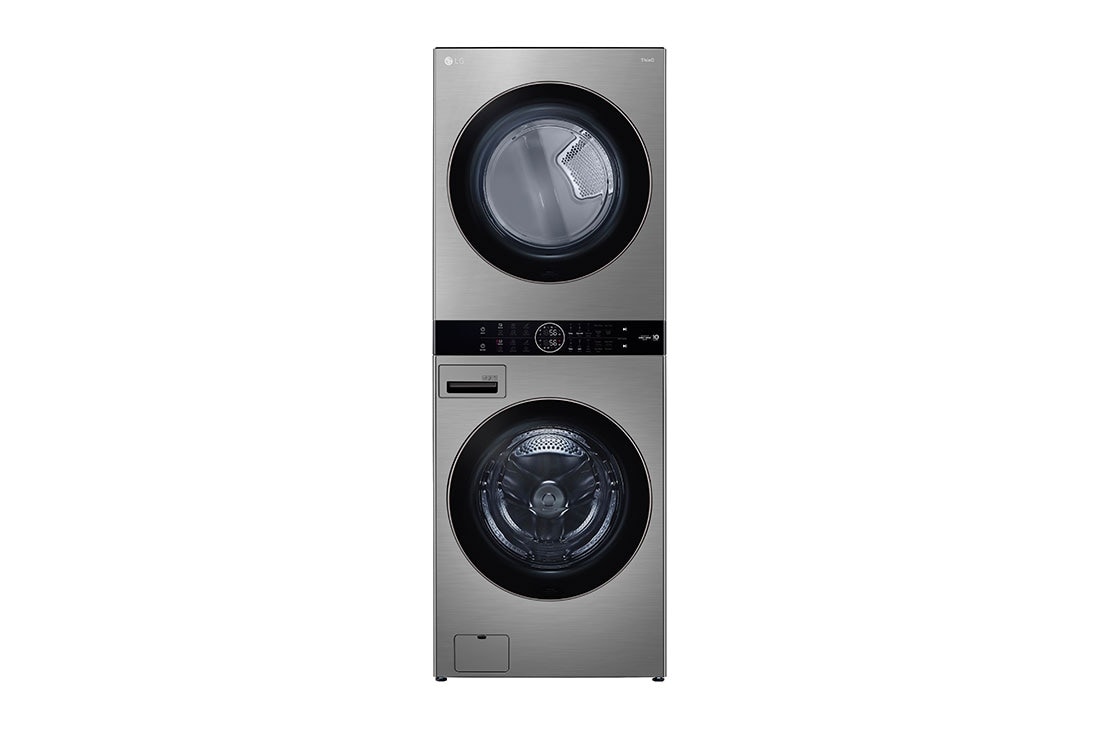 LG Torre de lavado WashTower? (Lavadora y Secadora) LG Carga Frontal Inverter AI DD (Con Inteligencia Artificial) y Conectividad LG ThinQ 22Kg / 22Kg - Silver, Front view of WKE100HVA, WKE100HVA