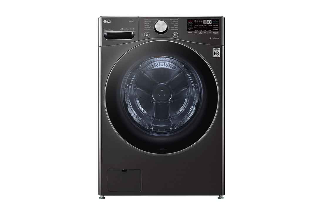LG Lavadora Carga Frontal 25kg/55lbs LG WM25BV2S6BR TurboWash? 360° Black Steel, Perspective view, WM25BV2S6BR