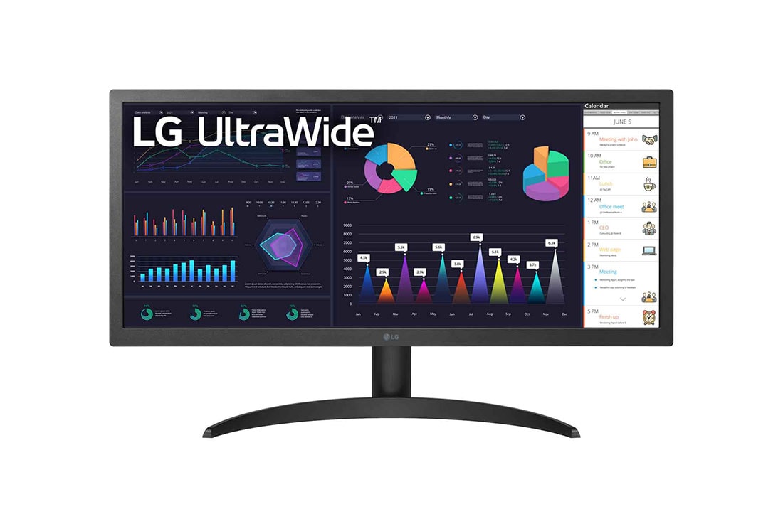 LG Monitor FHD HDR10 IPS UltraWide con AMD FreeSync? de 26”, Vista frontal, 26WQ500-B