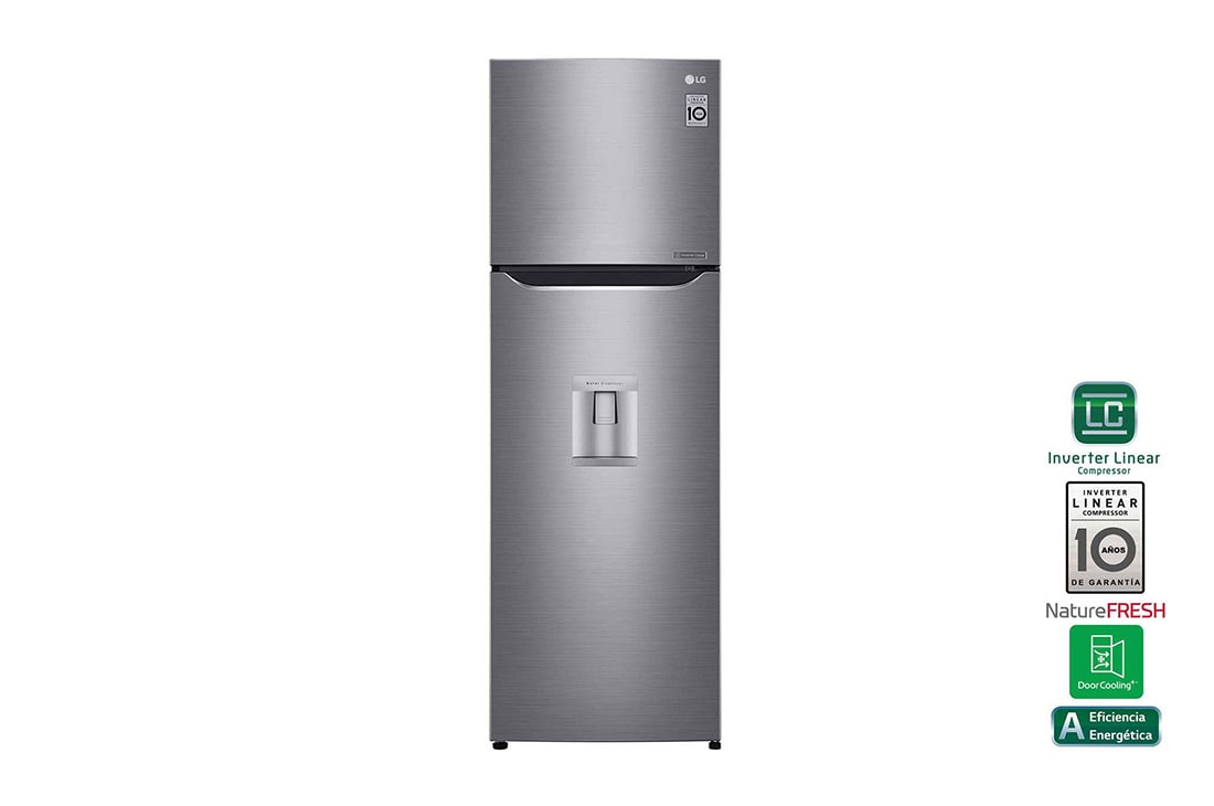 LG Refrigeradora Top Freezer de 254 litros con Inverter Linear Compressor y 10 a?os de garantía, Color Plateado, LT29WPP