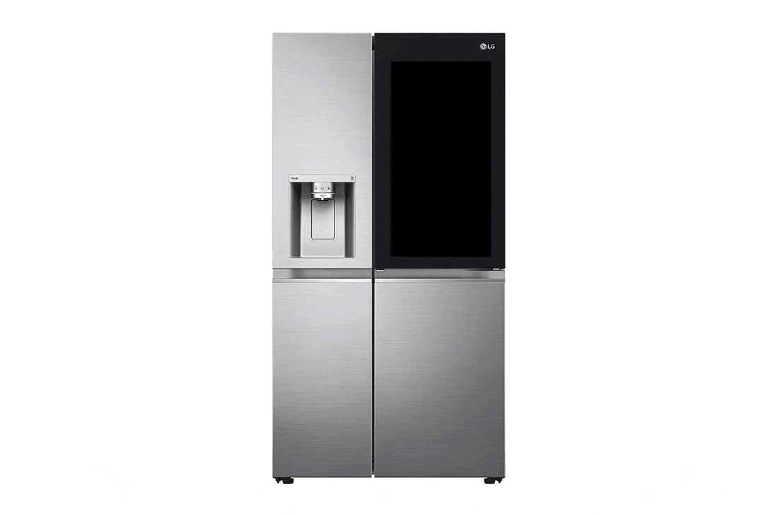 LG 674 Lts | CraftIce? | Side by Side | Instaview? Door-in-Door? | Craft Ice? | AI ThinQ? | Color Acero Pulido, luz delantera en vista de alimentos, LS66SXNC