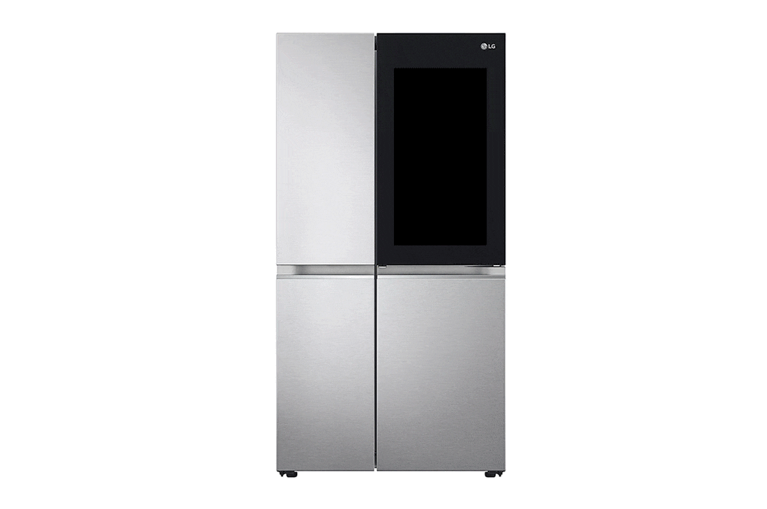 LG Refrigerador Side By Side LG VS25QFNW| LINEARCOOLING? | 24.5 P<sup>3</sup> | Brushed Steel, luz delantera en vista de alimentos, VS25QFNW