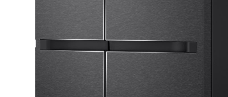 El dise?o de la manija del refrigerador acentuado con líneas blancas degradadas