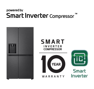 Imagen del producto con el logo del Compresor Smart Inverter? y el logo de garantía de 10 a?os.