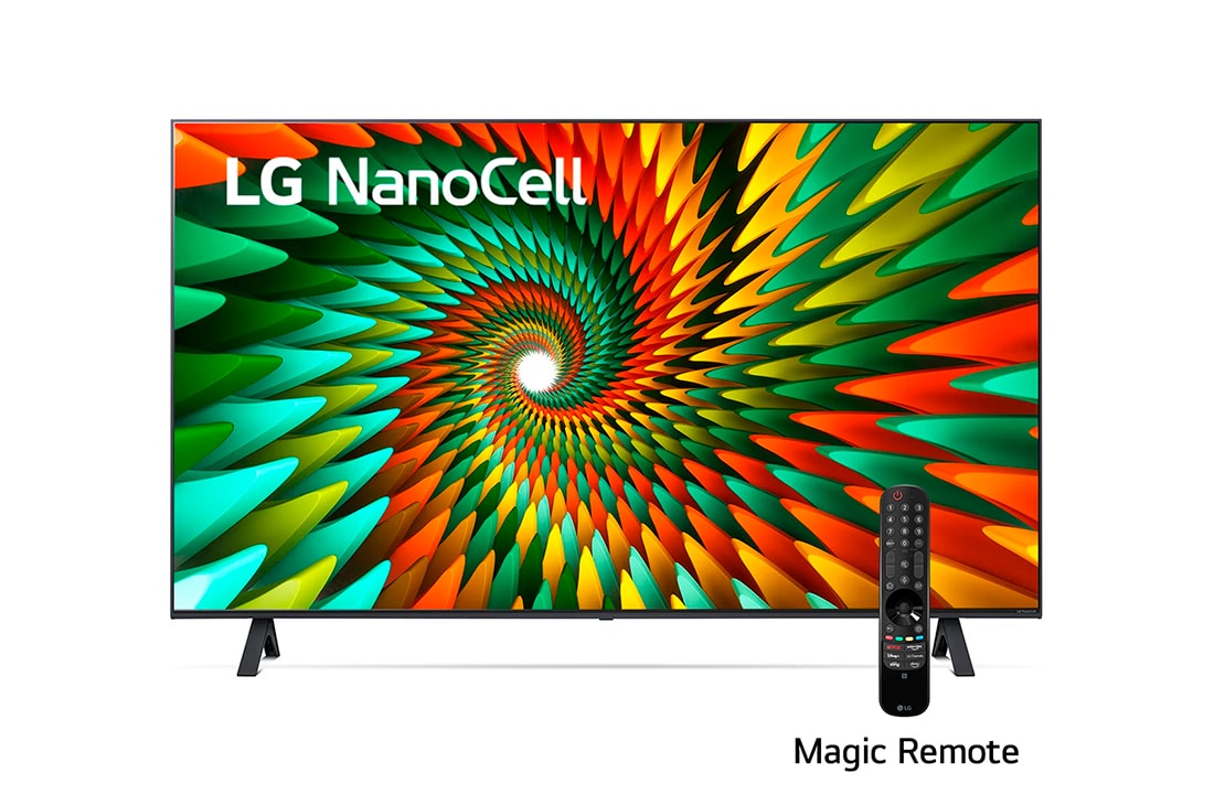 LG Pantalla LG NanoCell 86'' NANO77 4K SMART TV con ThinQ AI, Vista frontal del televisor LG NanoCell, 86NANO77SRA