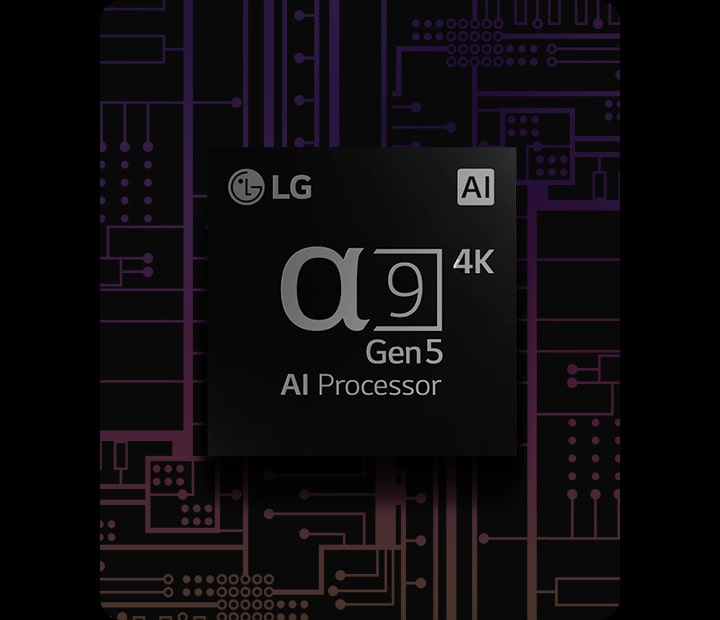 Una imagen del procesador 4K a9 Gen 5 AI tiene un fondo blanco y negro que se transforma en color