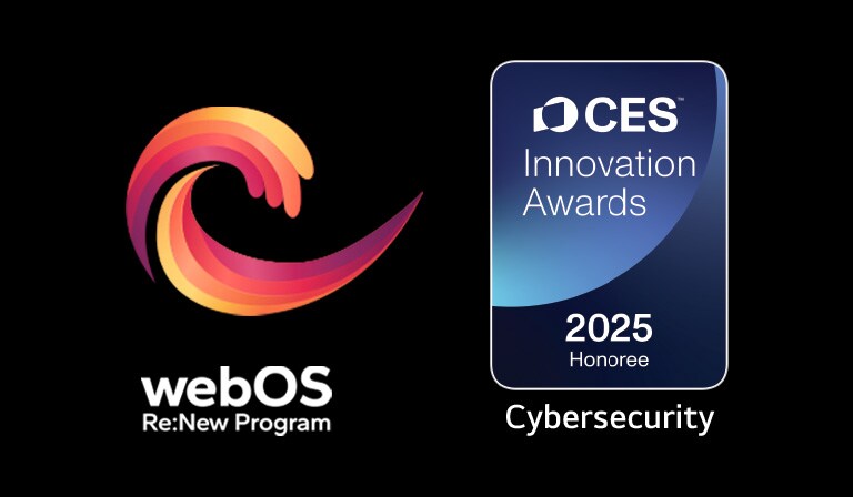 webOS Re:New Programi logo ja nimi koos selle l?hedal oleva CES Innovation Awards 2025 Honoree m?rgisega. 
