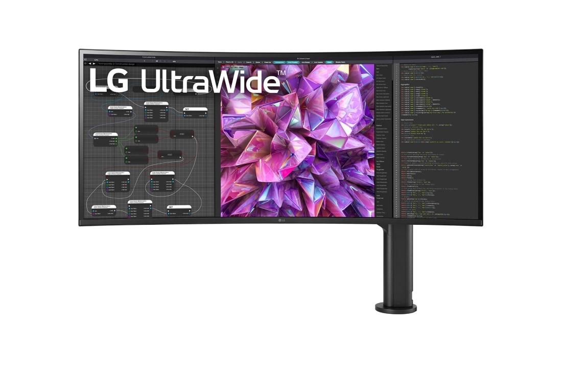 LG 37,5-tolline kuvasuhtega 21:9 n?gus Ergo monitor UltraWide? QHD+ (3840 × 1600), eestvaade paremal oleva toega, 38WQ88C-W