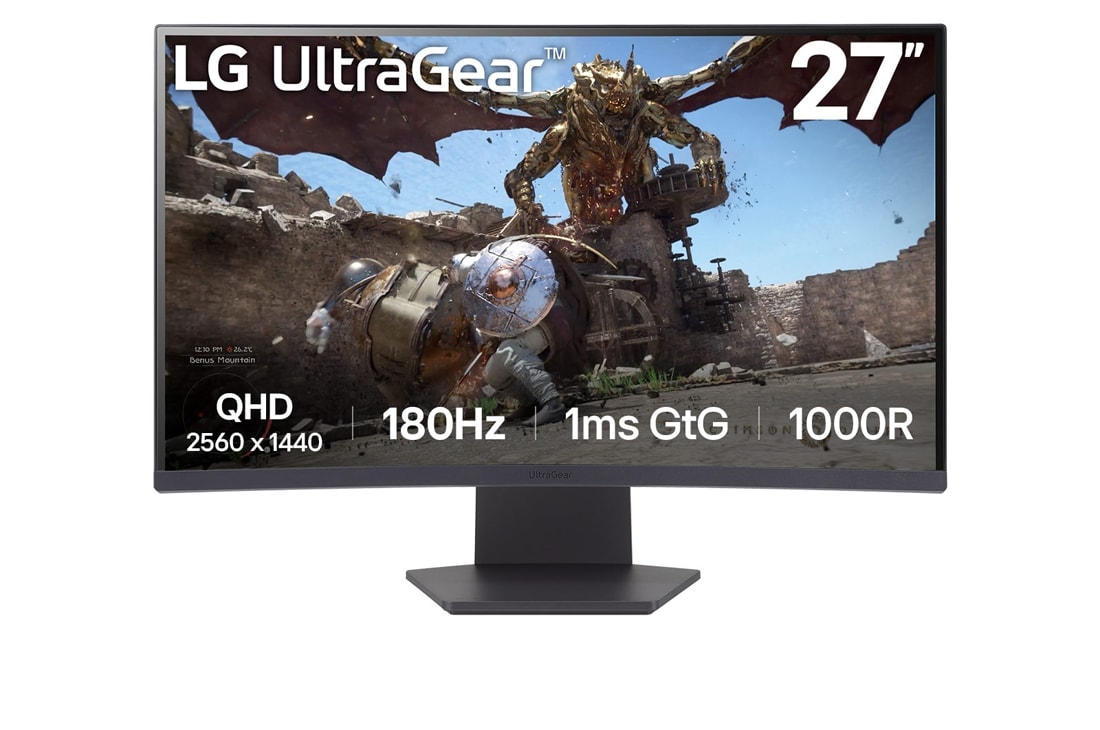 LG 27-tolline UltraGear? 1000R kumer m?ngumonitor | QHD, 1ms (GtG), 180Hz, eestvaade, 27GS60QC-B