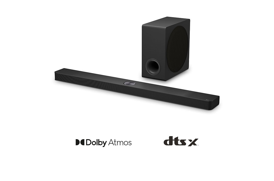 LG 570W, 5.1.3 kanaliga S90TY LG Soundbar helisüsteem koos Dolby Atmos-ga, LG Soundbar S90TY ribak?lari ja bassik?lari nurgavaade, S90TY