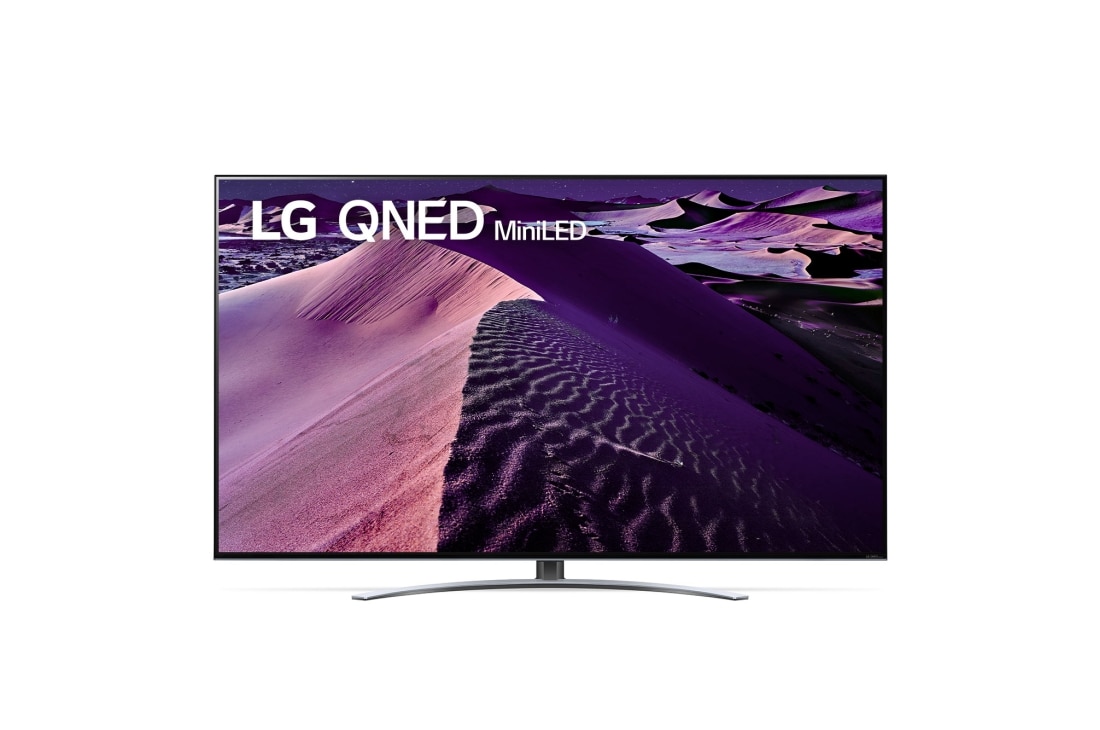 LG 75-tolline QNED  teler 75QNED87, LG QNED-teleri esivaade t?itekujutise ja toote logoga, 75QNED873QB