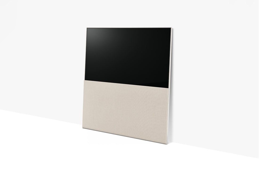 LG  LG OLED | Objet collection ''Easel'', Easel eest t?isvaatega, kerge nurga all vasakvaates ja vastu seina toetumas., 65ART90E6QA