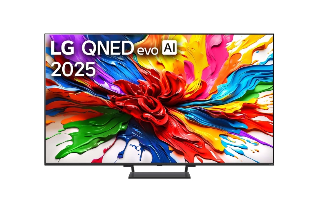 LG 85-tolline LG QNED evo AI 4K nuti TV QNED93 2025, front, 85QNED93A6A