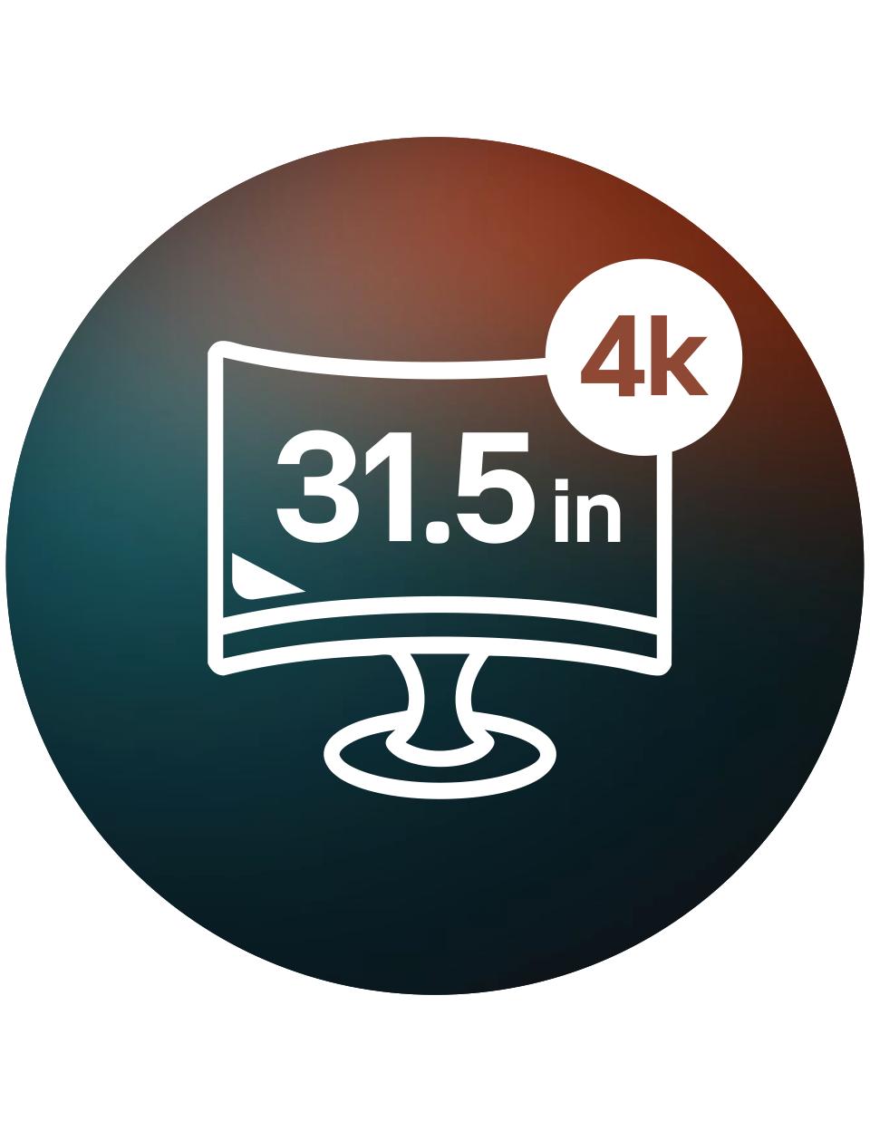 31,5-tolline UHD 4K mängumonitor, mis näitab numbrit 31 elegantse disainiga.
