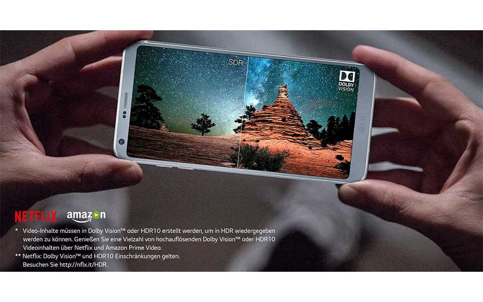 An image of holding G6 to show dolby vision in fullvision display 