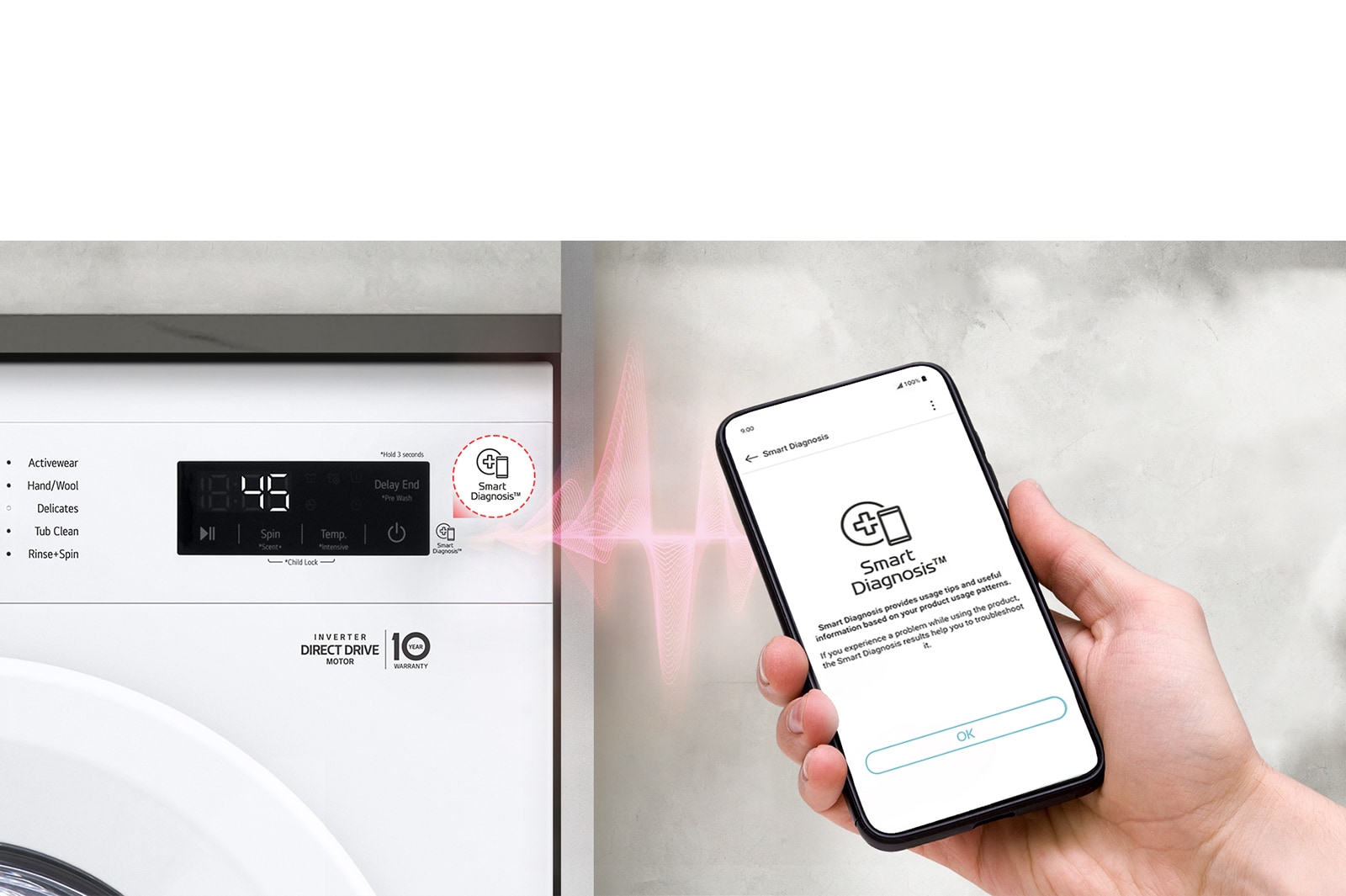 Smart Diagnostics? mahdollistaa pesukoneen ongelmien tarkistamisen puhelimesta