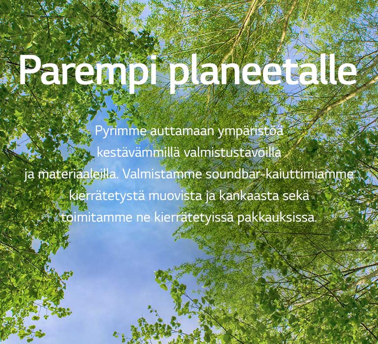 Vihre? kuva t?ynn? runsaita lehtipuita, joiden v?list? n?kyy taivasta