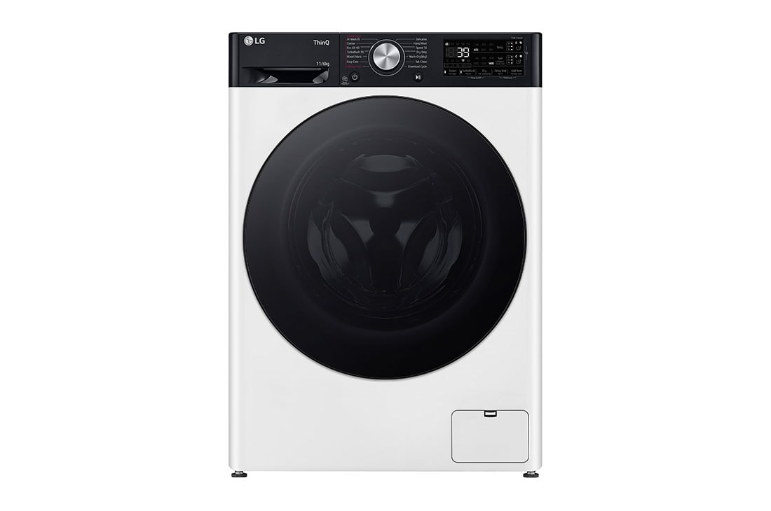 LG 11 kg / 6 kg Kuivaava pesukone(Valkonen) - Auto Dose, Steam, Energialuokka D, TurboWash?360, AI DD? , Smart Diagnosis? - Wi-Fi-yhteys, Front view, CV94E7S2BA